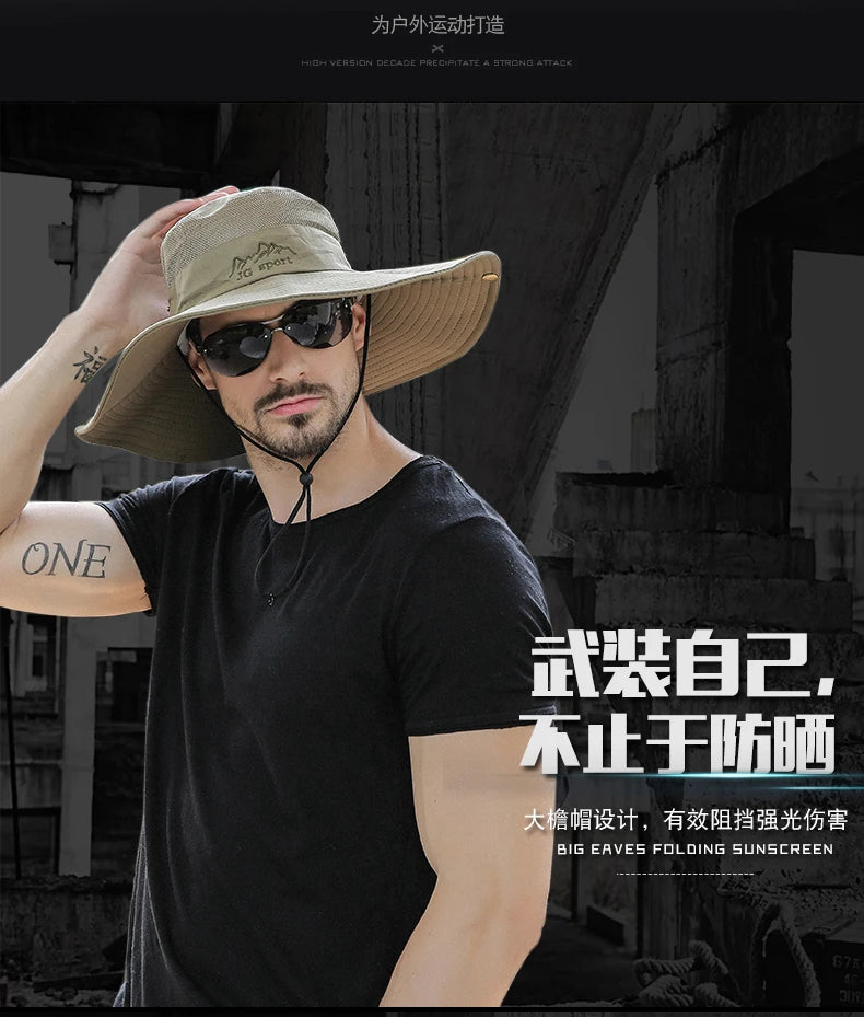 Men's Summer Fisherman Hat Outdoor Sunscreen Camouflage Helmet Sun Hat Men's Beach Mountaineering Fishing Cap  B-8284