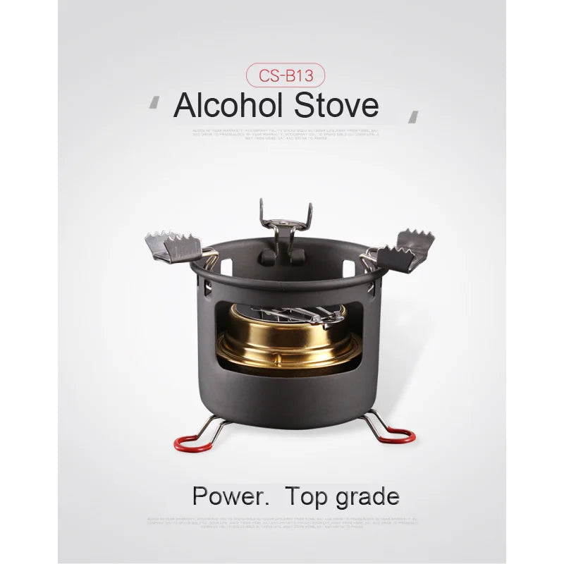 ALOCS B13/K04 Outdoor Camping Alcohol Burn Stove with Stand Folding Picnic Outdoor Stove Camping Cookware with Kettle