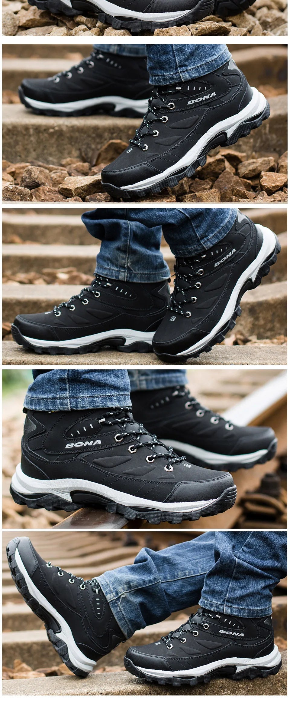 BONA New Hot Style Men Hiking Shoes Winter Outdoor Walking Jogging Shoes Mountain Sport Boots Climbing Sneakers Free Shipping