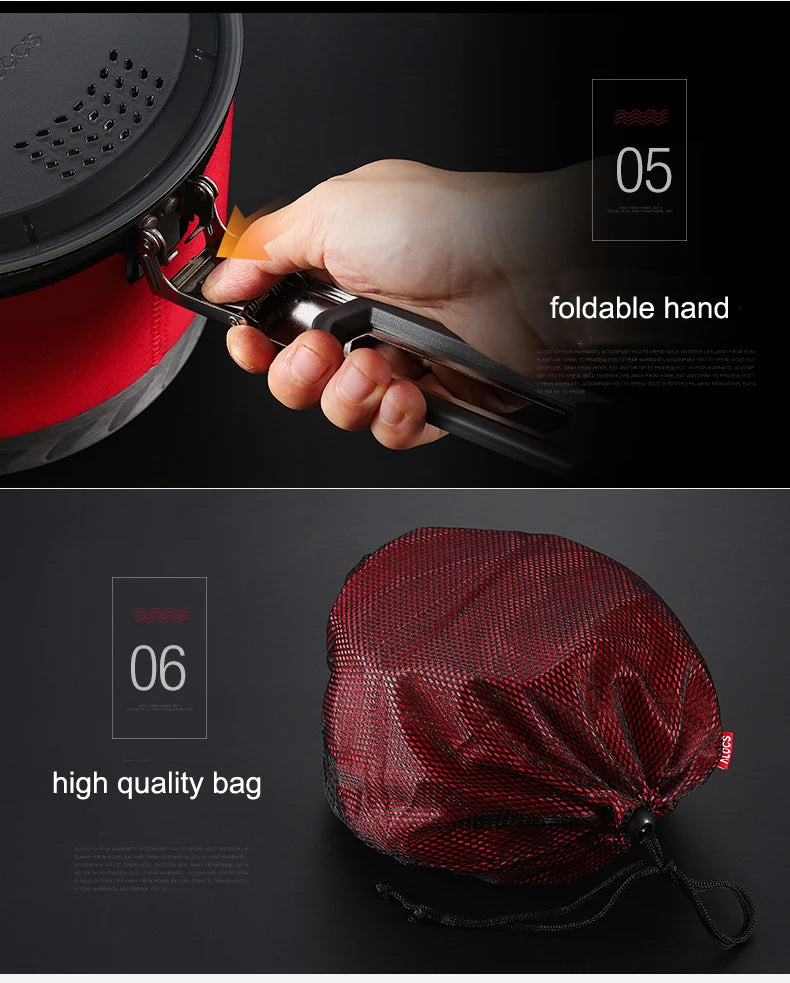 Alocs 1 2 People Camping Cookware Set Picnic Folding Pans Ultralight Outdoor Pot Skillet Pan CW-S10 S11