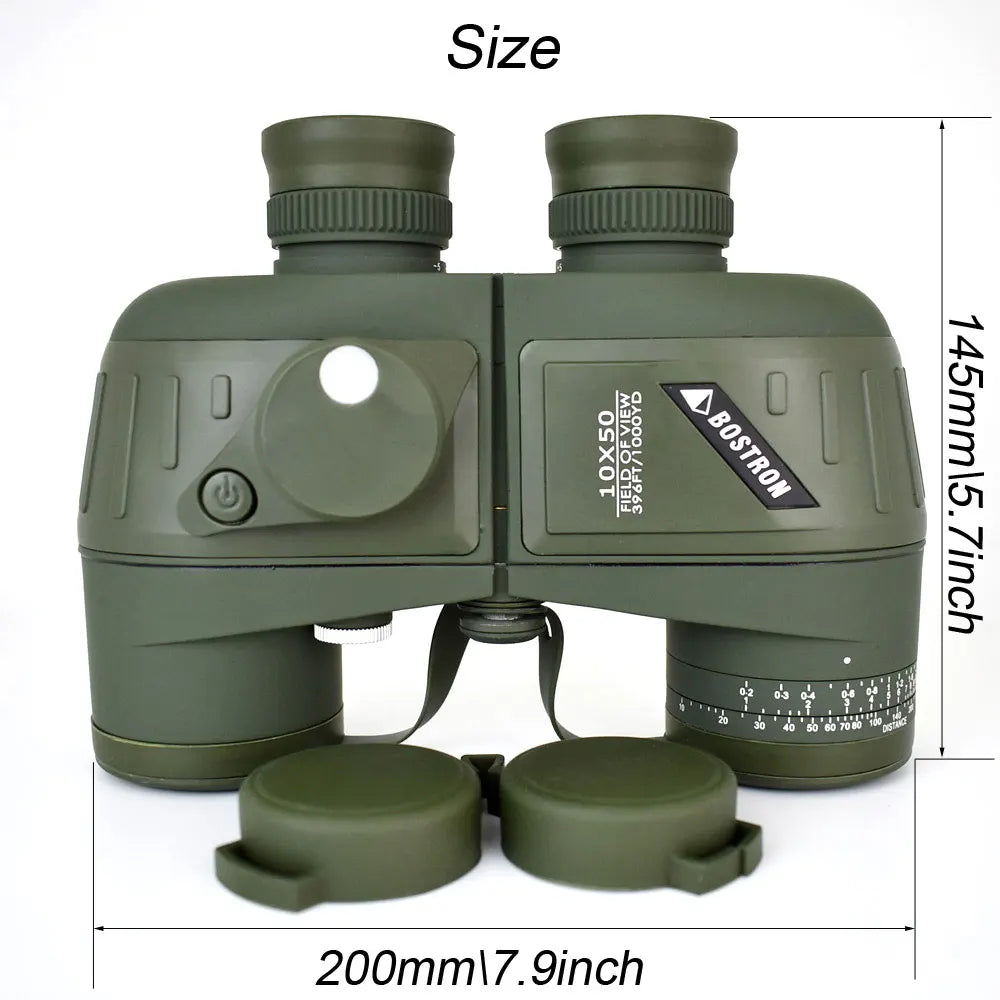 10X50 Optics Military Binocular Telescope Waterproof Shockproof Spotting Scope with Compass for Camping Travel Hunting Boshiren