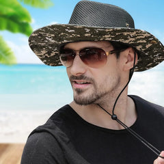 Men's Summer Fisherman Hat Outdoor Sunscreen Camouflage Helmet Sun Hat Men's Beach Mountaineering Fishing Cap  B-8284