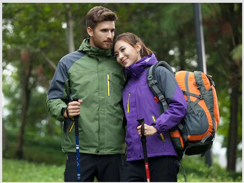 3 In 1 Windproof Waterproof Climbing Clothing Winter Thick Warm Two-Piece Set Men Women Coat Camping Hiking Trekking Jackets