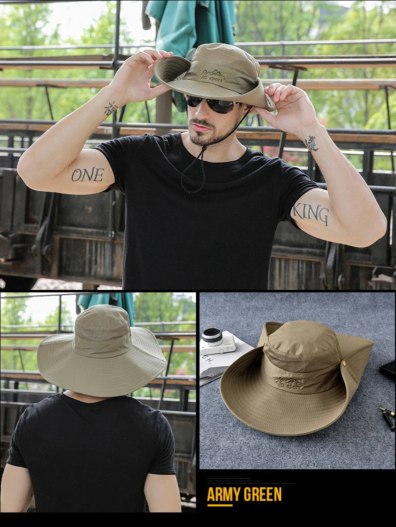 Men's Summer Fisherman Hat Outdoor Sunscreen Camouflage Helmet Sun Hat Men's Beach Mountaineering Fishing Cap  B-8284