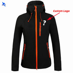 Customize LOGO Warm Fleece Softshell Jacket Women Outdoor Trekking Fishing Hiking Clothing Windproof Waterproof Ski Hooded Coat