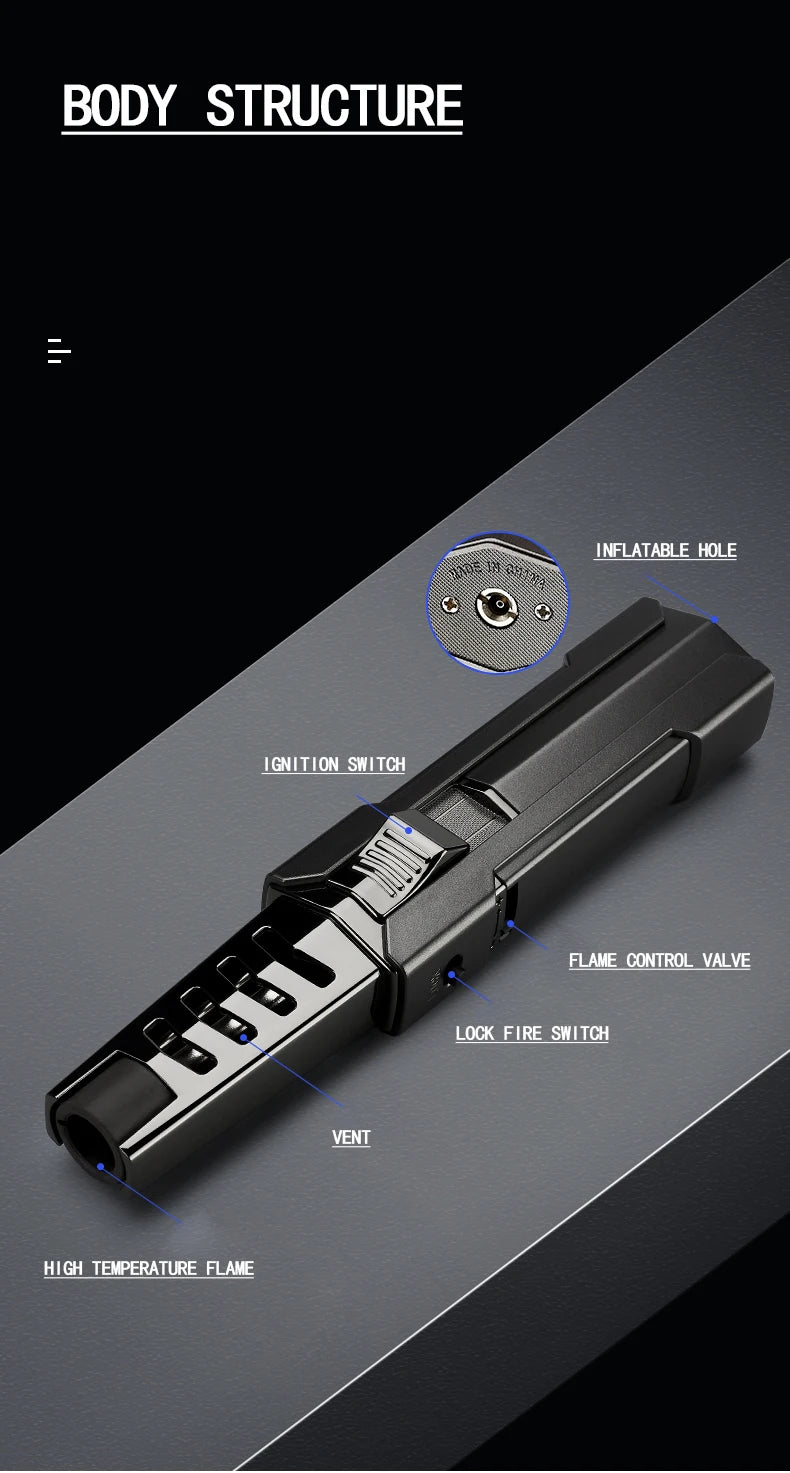 Kitchen BBQ Cigar Big Jet Flame Fire Torch Outdoor Powerful Flame  Camping Gun Lighter Mans Tools Without Butane Gas