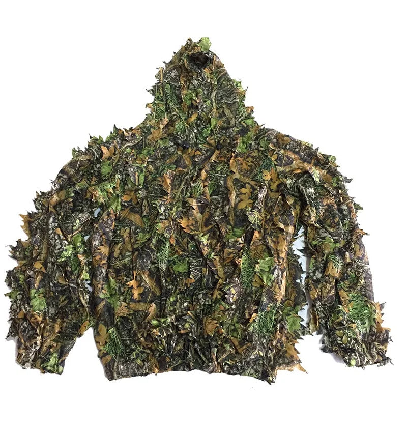 Men Women Kids Outdoor Ghillie Suit Camouflage Clothes Jungle Suit CS Training Leaves Clothing Hunting Suit Pants Hooded Jacket