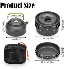 Camping Cooker Set Cookware Kit Outdoor Pot Pan Stove Kettle Cups Tableware Tourist Dishes Nature Hike Equipment