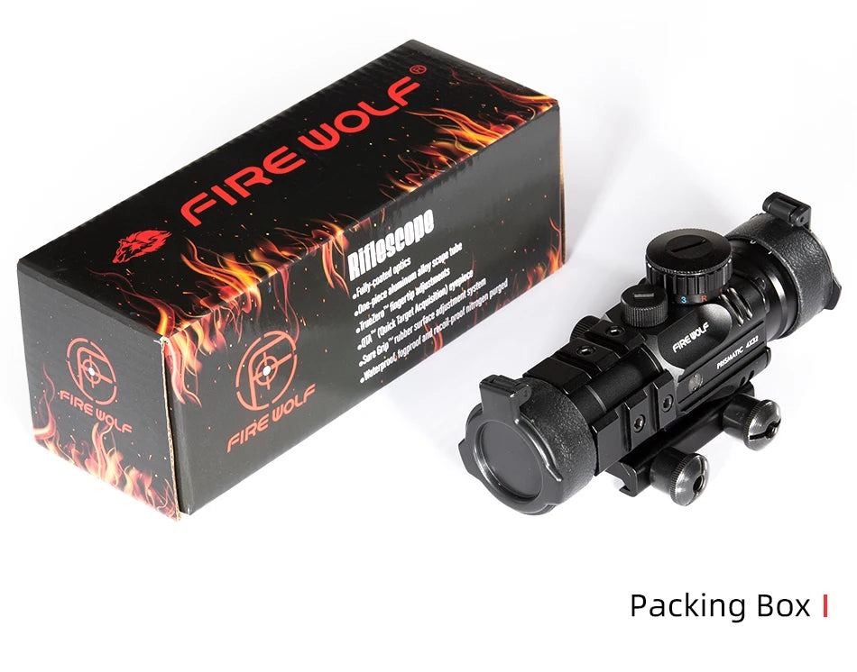 Fire Wolf 4X32 Hunting Optical sight tactical Rifle Scope Green red dot light Rifle tips cross Spotting scope for rifle hunting