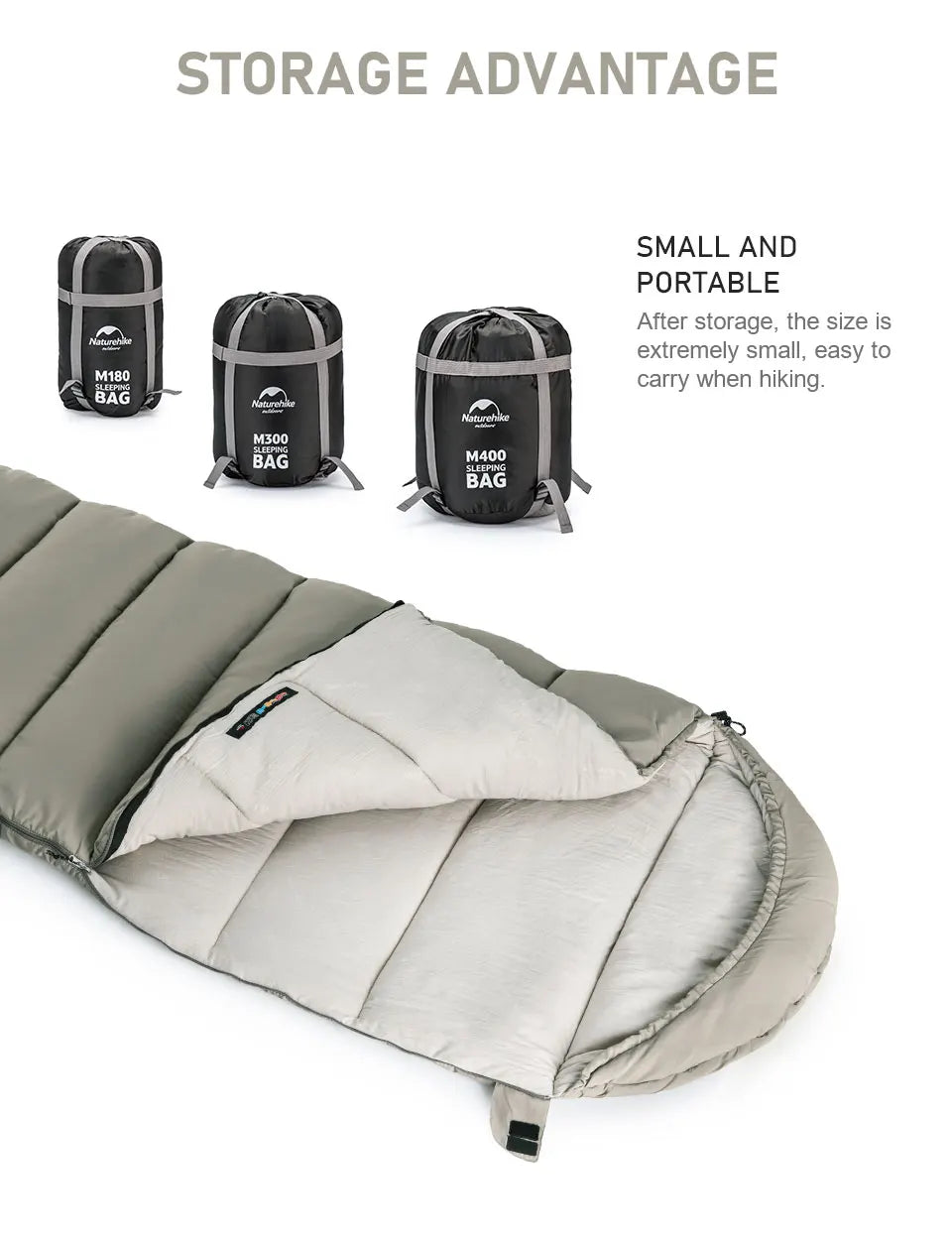 Naturehike Sleeping Bag M180 Lightweight Sleeping Bag M300 Double Camping Sleeping Bag M400 Machine Washable Winter Sleeping Bag