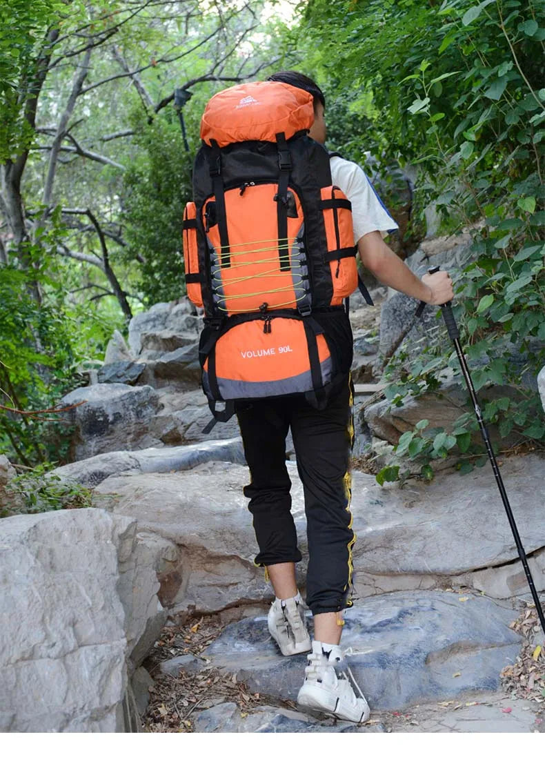 90L Travel Bag Camping Backpack Hiking Climbing Bags Mountaineering Large Capacity Sport Bag Outdoor Men Luggage Rucksack Molle