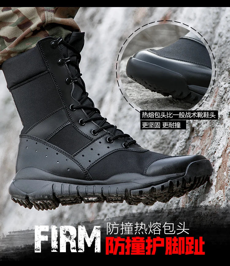 Summer Combat Boot Men Women Climbing Training Lightweight Waterproof Tactical Boots Outdoor Hiking Breathable Mesh Shoes