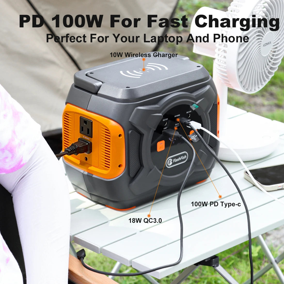 Flashfish Power Station 320W Portable Solar Generator 110V 230V Pure Sine Wave AC Output 292Wh Power Supply For Outdoor Camping