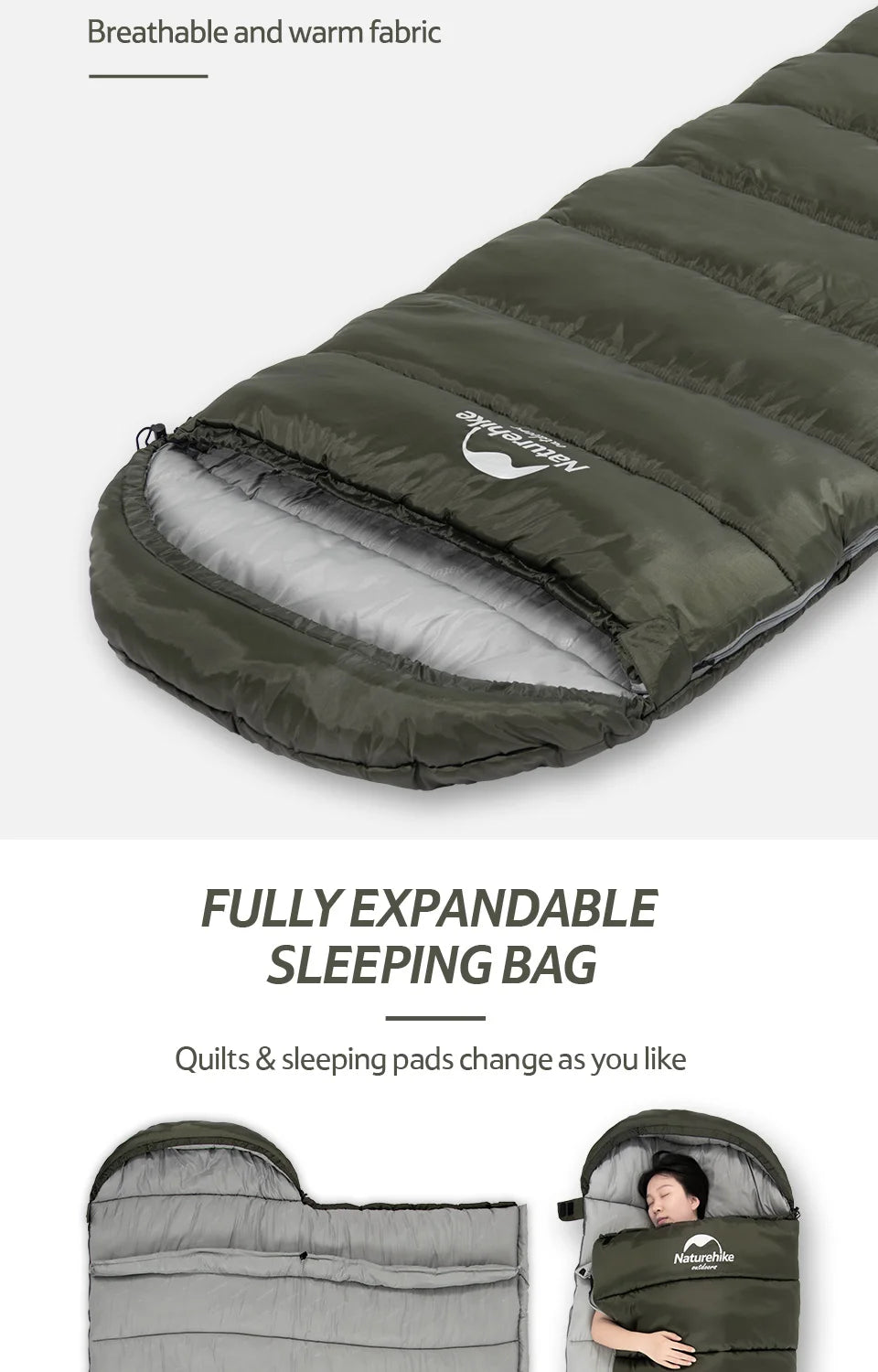 Naturehike Sleeping Bag Ultralight Cotton Winter Sleeping Bag Lightweight Waterproof Sleeping Bag Outdoor Camping Sleeping Bag