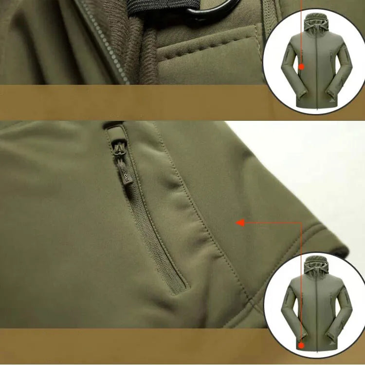 Shark Skin Soft Shell Tactical Military Jacket Men Multiple Pockets Windproof Waterproof Hooded Coats Male Combat Bomber Jackets