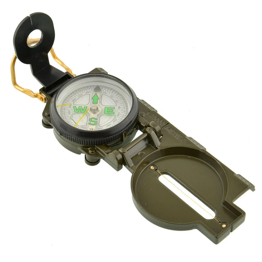 Portable Compass Military Outdoor Camping Folding Len Compass Army Green Hiking Survival Trip Precise Navigation Expedition Tool