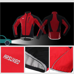 ARSUXEO Men's Winter Cycling Jacket Thermal Fleece Warm Up Bicycle Clothing Windproof Waterproof Soft Shell Coat MTB Bike Jersey