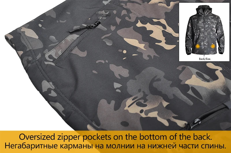 Tactical Jackets Soft Shell Hunting Jackets Waterproof Camo Uniforme Winter Clothes Safari Windbreaker Men Clothing Cargo Pants