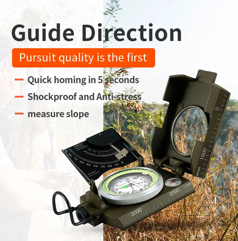 Mulitifunctional Outdoor Survival Military Compass Camping Waterproof Geological Compass Digital Navigation Equipment