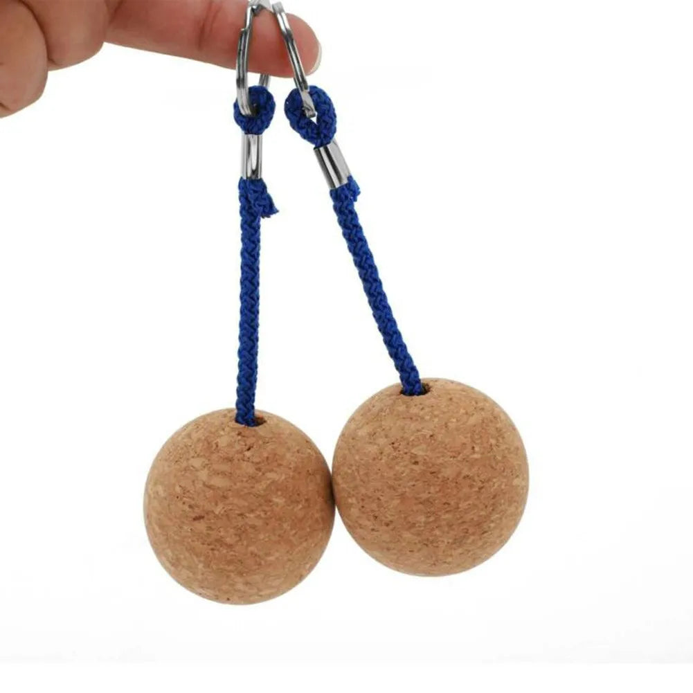 2Pcs 50mm Floating Cork Ball Key Ring Sailing Boat Float Buoyant Rope Ultraweight Wooden Keychain Keyring Kayak Accessories