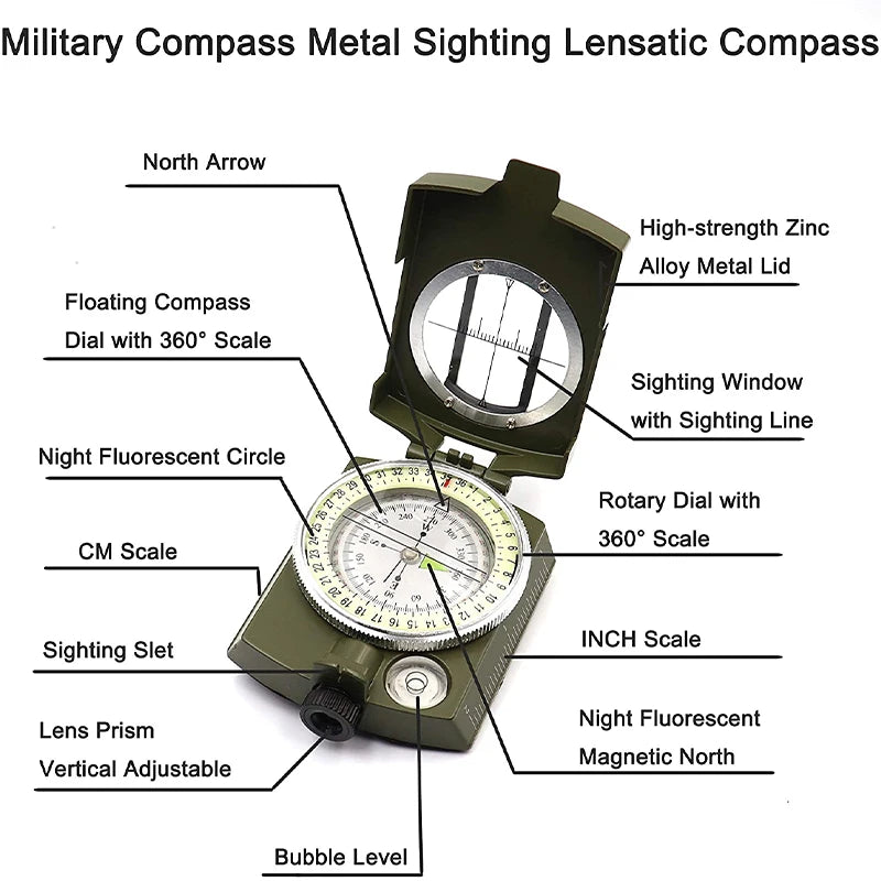 Waterproof Compass Outdoor Gadget Navigation Hiking Compass Camping Orienteering Backpacking Map Reading Compass for Scout Kids