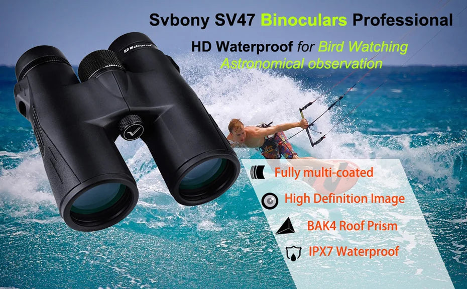 Svbony SV47 8x42/10x42 HD Binoculars Waterproof Spotting Scope for Adults, FMC Lens, Bak4 Prism for Hiking and Wildlife Observe