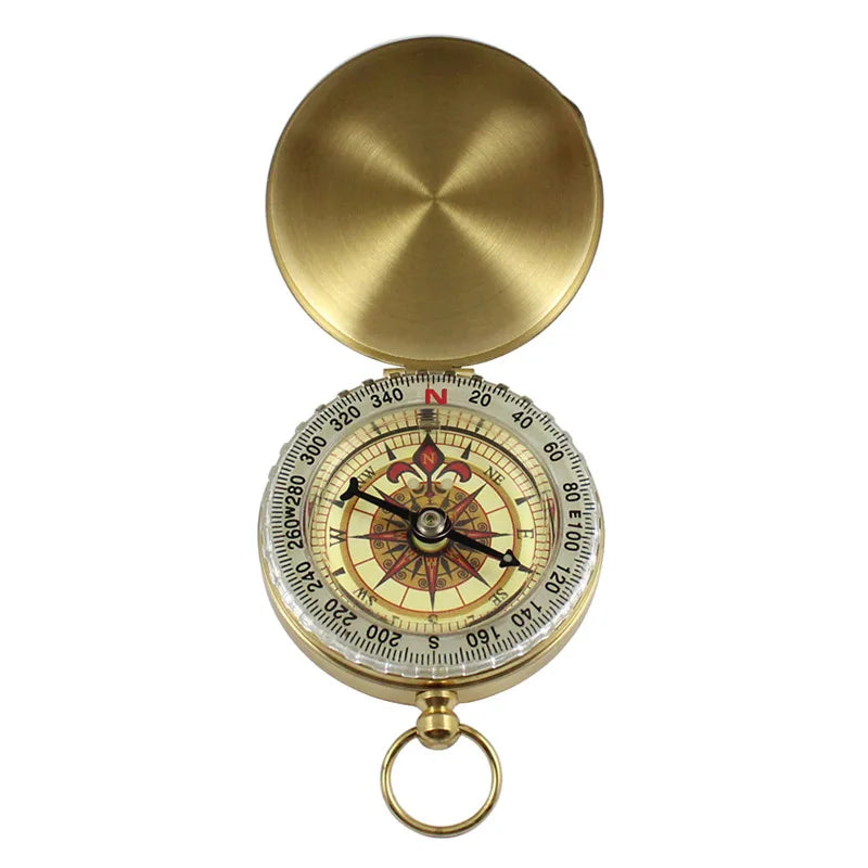 Compass for New Outdoor Camping Hiking Portable Pocket Brass Gold-Colored Copper Compass Navigation with Noctilucence Display