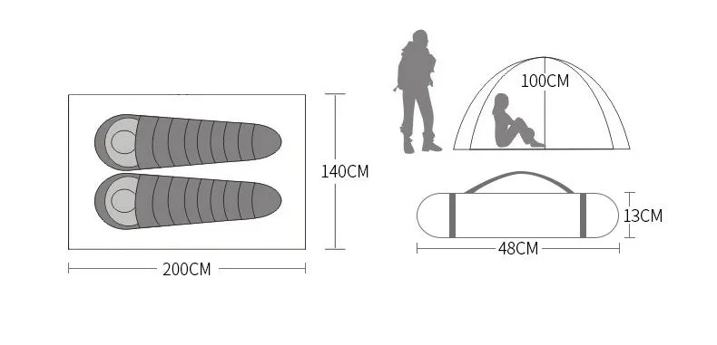 Hewolf 1595 Outdoor Double Layer Ultralight Aluminum Pole Waterproof Windproof Camping Tent 2.51KG Beach Barraca