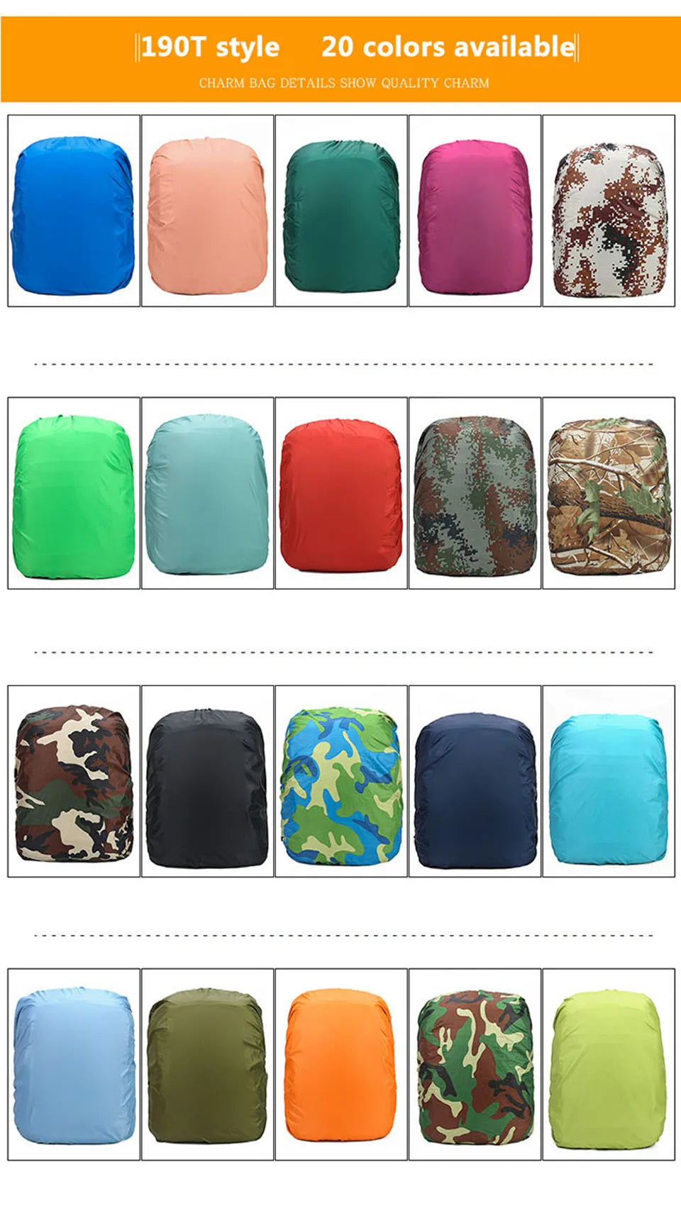 New Hot Rain Cover For Backpack 20L 35L 40L 50L 60L Waterproof Bag Camo Tactical Outdoor Camping Hiking Climbing Dust Raincover