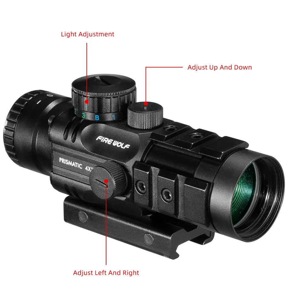 Fire Wolf 4X32 Hunting Optical sight tactical Rifle Scope Green red dot light Rifle tips cross Spotting scope for rifle hunting