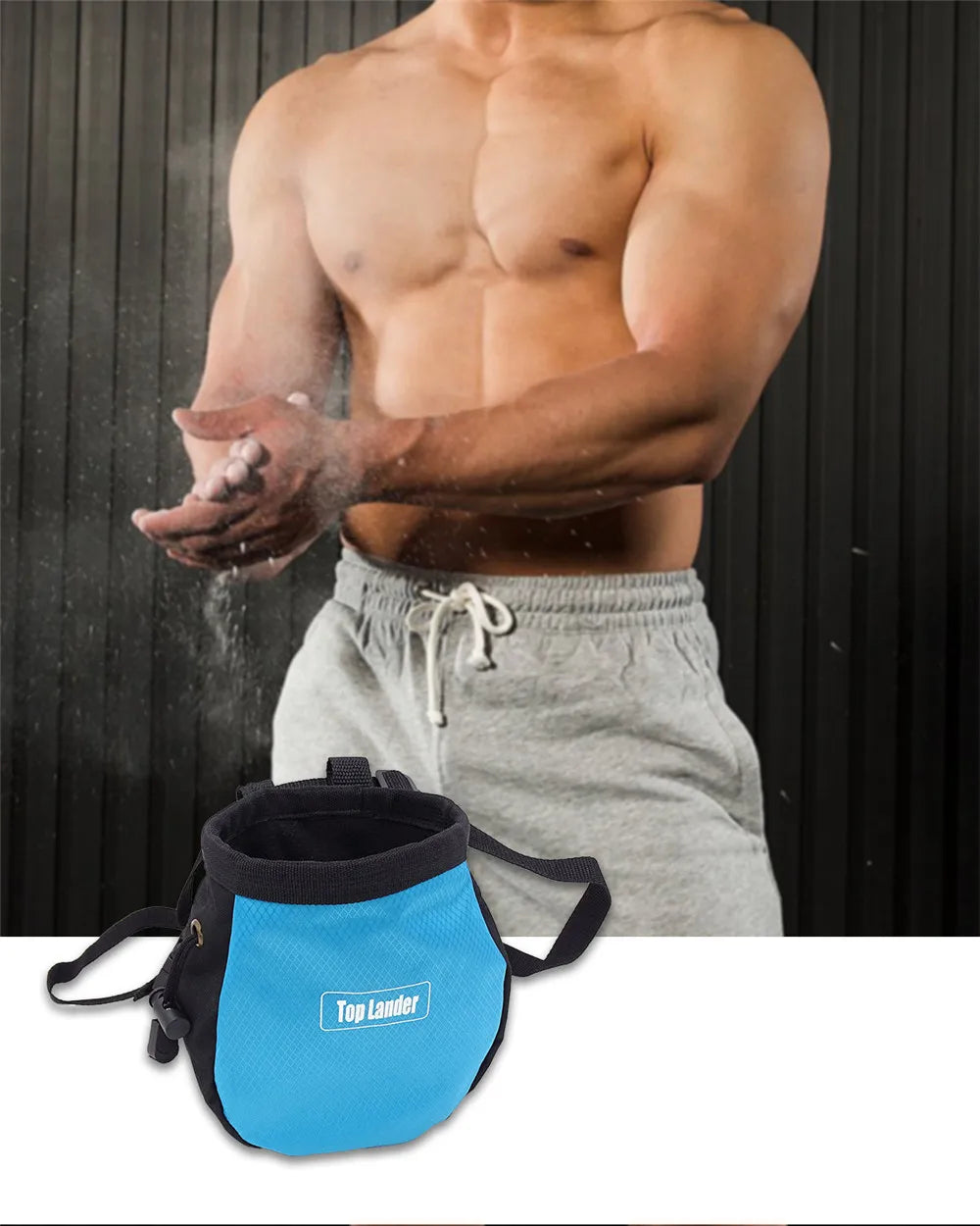 Rock Climbing Chalk Bag with Belt and Zipper Pocket for Fitness GYM Weight Lifting Hunting Bouldering Magnesia Sack Multi-Color