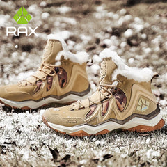 RAX Men Hiking Shoes winter Waterproof Outdoor Sneaker Men Leather Trekking Boots Trail Camping Climbing snow Sneakers Women