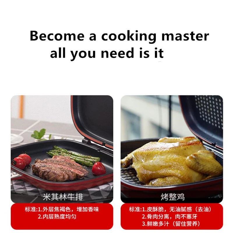 32CM/28CM Frying Pan Non-Stick Double-Sided Barbecue Cooking Tool Stable Durable And Reliable Cookware Suitable For Home Outdoor