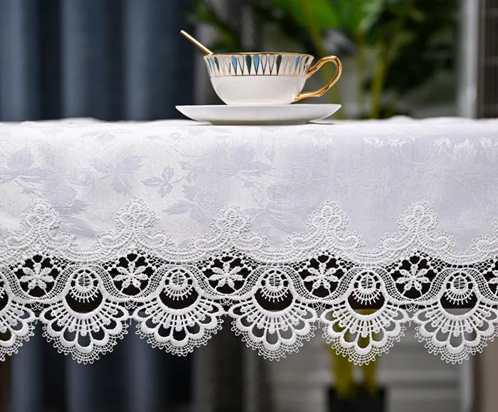 Oval Table Cloth White Embroidered Fold Tea Table Juppe Dining Table Cover Tablecloth Table Home Lace Art Dust Cover Chair Cover