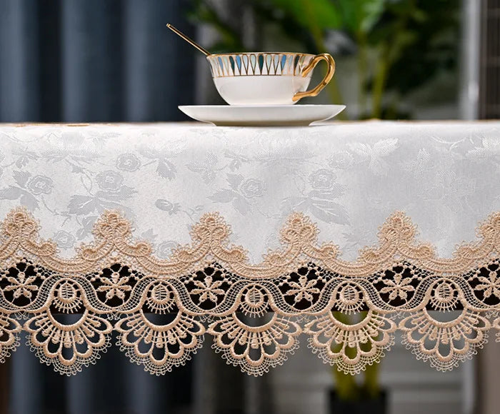 Oval Table Cloth White Embroidered Fold Tea Table Juppe Dining Table Cover Tablecloth Table Home Lace Art Dust Cover Chair Cover