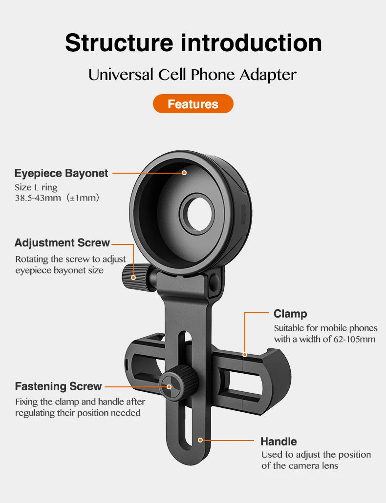 Upgrade Universal Cell Phone Adapter Bracket Clip Mount Soft Rubber Material for Binocular Monocular Spotting Scope Telescope