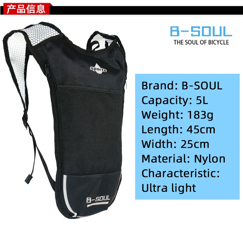 5L Outdoor Sport Cycling Backpack Camping Water Bag Storage Hydration Pack Pocket UltraLight Hiking Bike Riding Bladder Knapsack