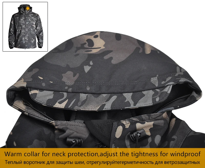 Tactical Jackets Soft Shell Hunting Jackets Waterproof Camo Uniforme Winter Clothes Safari Windbreaker Men Clothing Cargo Pants