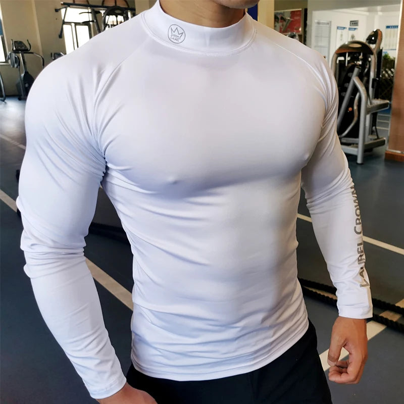 Fitness T-shirt Men Long Sleeve Training Shirts Running Compression Skinny Tops Muscle Workout Clothing