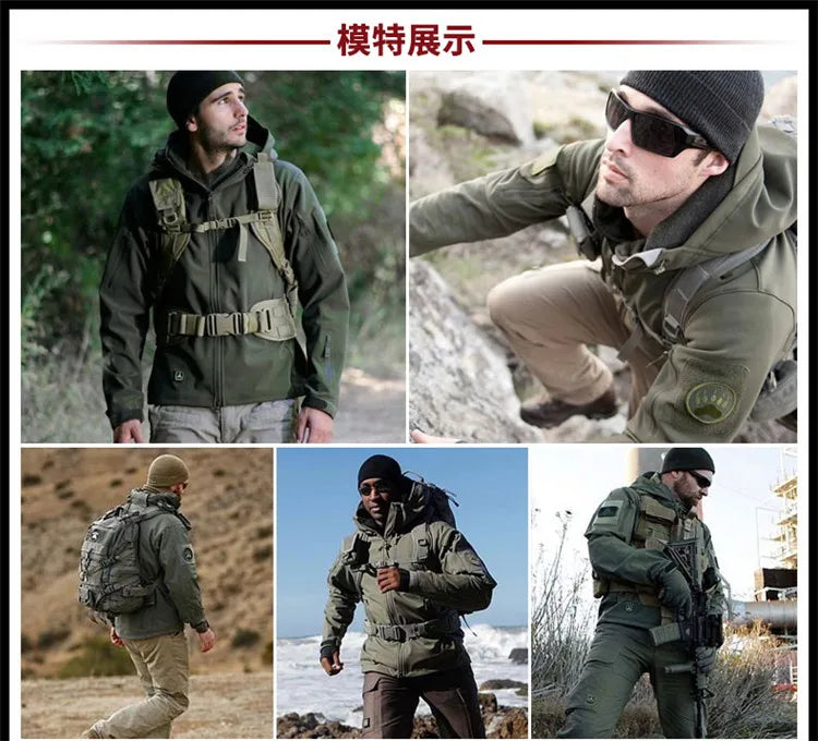 Winter Big Size Men Camouflage Jacket Shark Soft Shell Outdoor Mountaineering Jacket Men Waterproof Warm Windbreaker Clothing