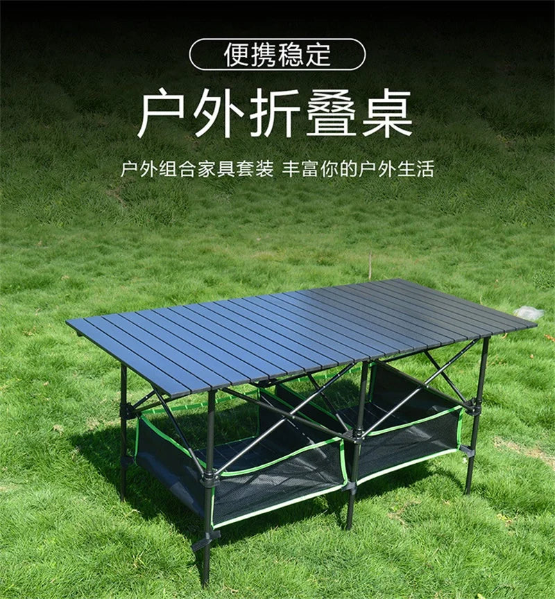 New Outdoor Folding Table Chair Camping Aluminium Alloy BBQ Picnic Table Waterproof Durable Folding Table Desk