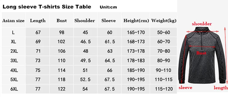 Men Quick Dry T-shirt Long Sleeve Sport Top Sportswear Male Fitness Outdoor Running Mountaineer Trekking Clothing Training Shirt