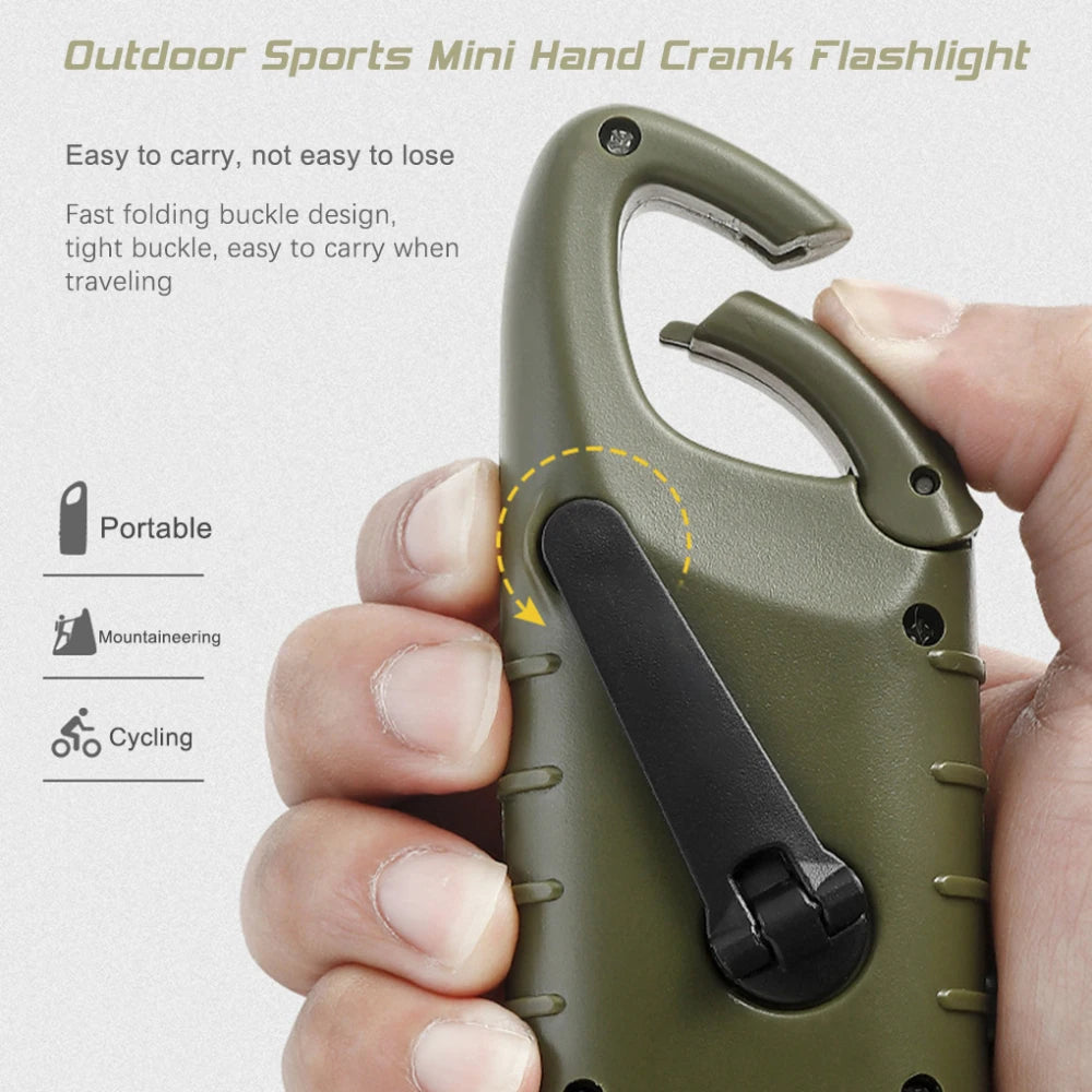 Portable LED Flashlight Hand Crank Dynamo Torch Lantern Solar Powered Flashlight For Outdoor Camping Mountaineering