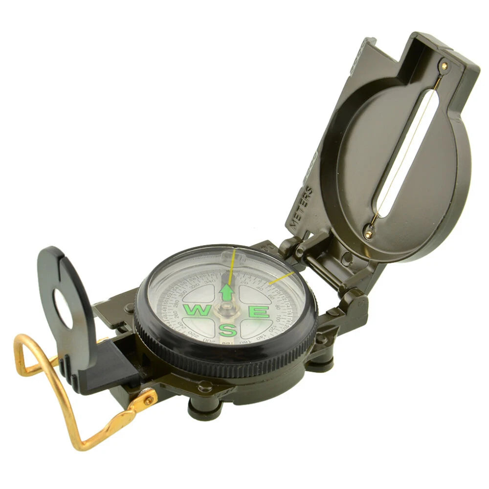 Portable Compass Military Outdoor Camping Folding Len Compass Army Green Hiking Survival Trip Precise Navigation Expedition Tool