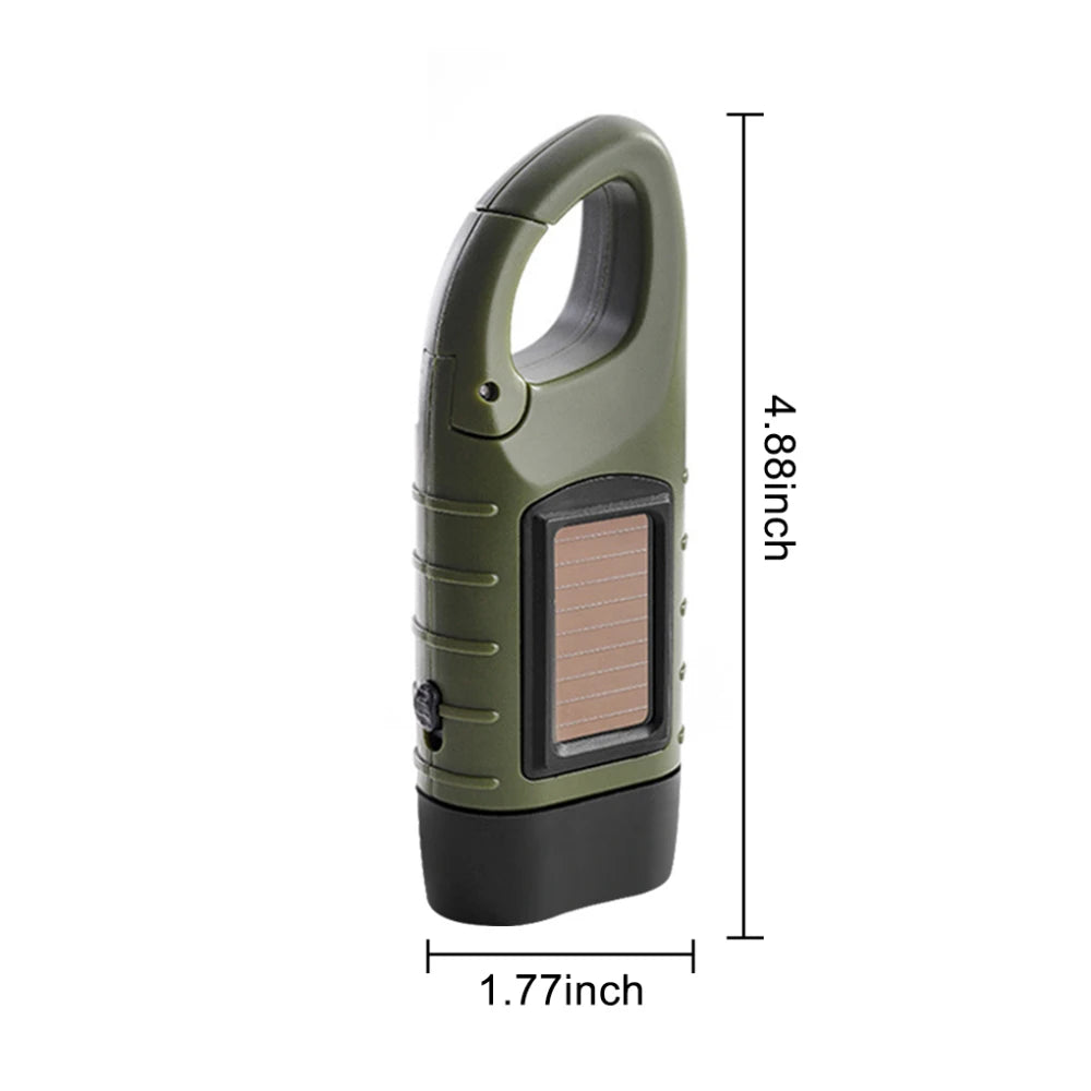 Portable LED Flashlight Hand Crank Dynamo Torch Lantern Solar Powered Flashlight For Outdoor Camping Mountaineering