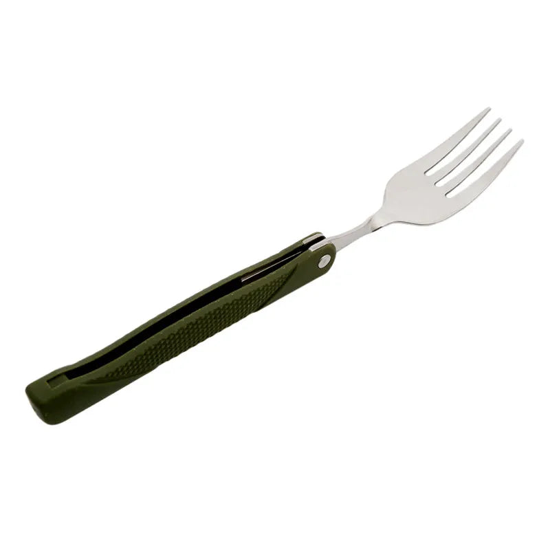 Long cookware backpack Spork fork stainless steel fold knife utensil spoon set combo Picnic camp cutlery tableware flatware