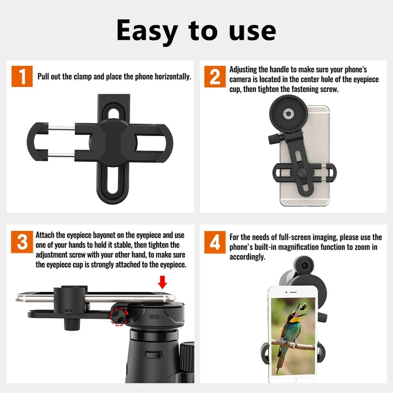 Upgrade Universal Cell Phone Adapter Bracket Clip Mount Soft Rubber Material for Binocular Monocular Spotting Scope Telescope