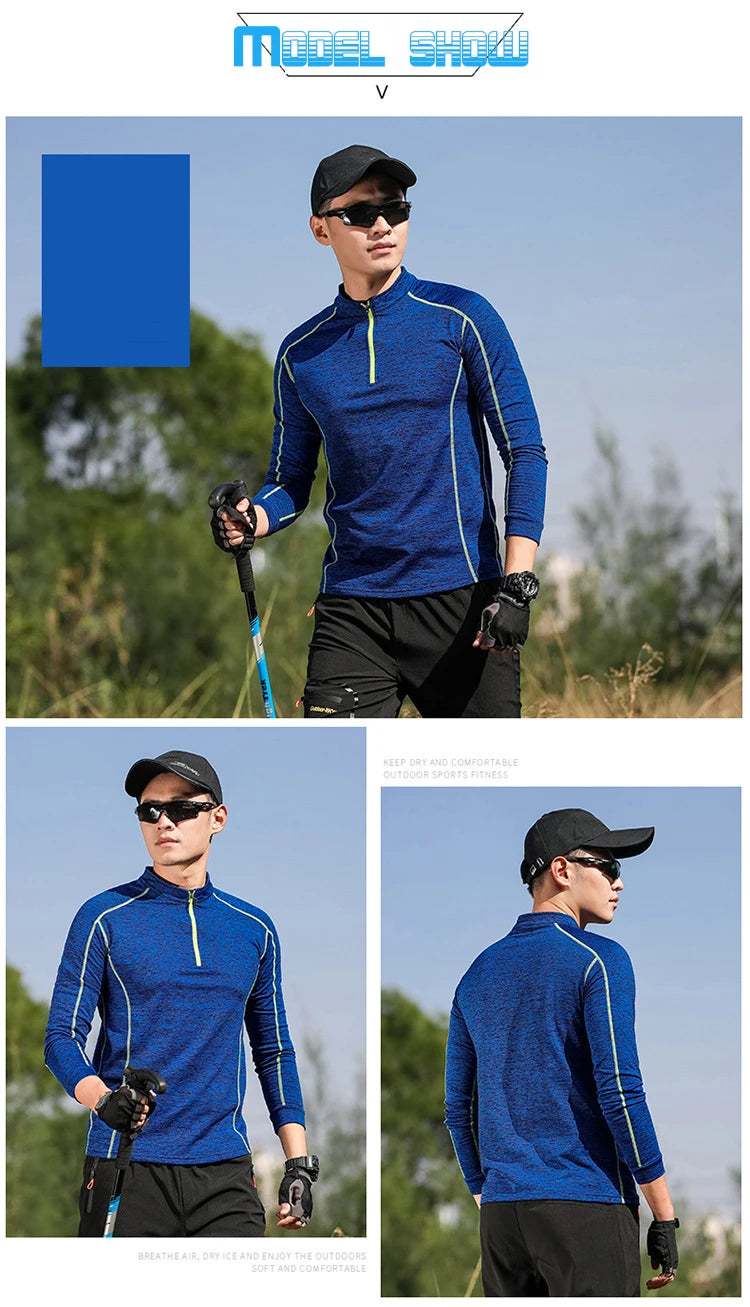 Men Quick Dry T-shirt Long Sleeve Sport Top Sportswear Male Fitness Outdoor Running Mountaineer Trekking Clothing Training Shirt