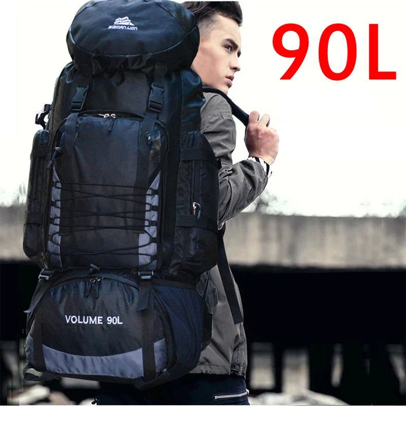 Large 90L Travel Bag Camping Backpack Hiking Army Climbing Bags Mountaineering  Sport Bag Outdoor Shoulder Rucksack Men Women