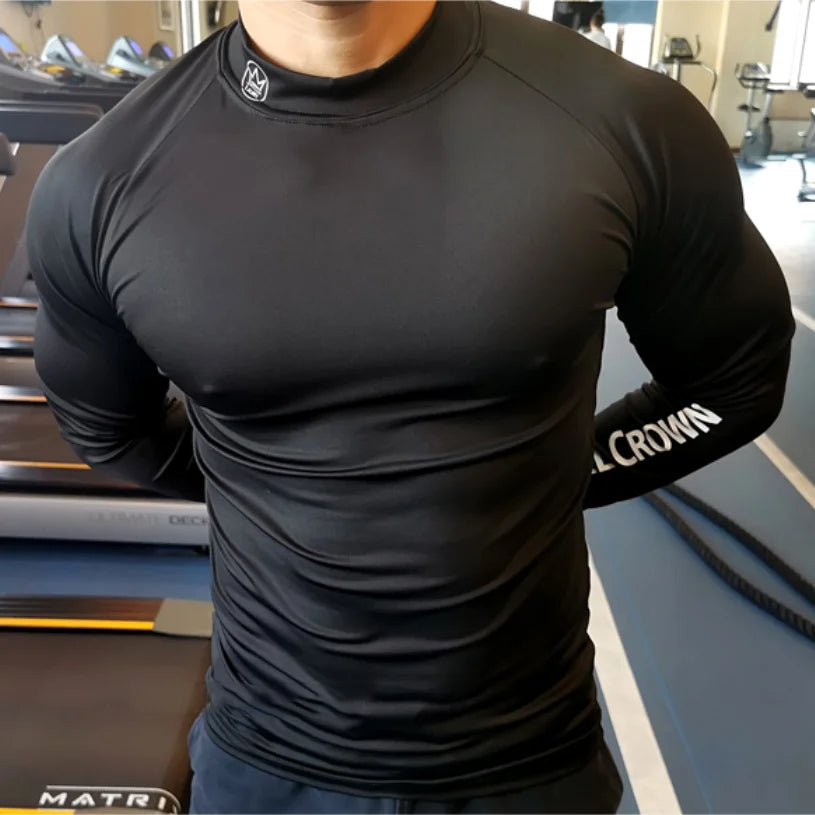 Fitness T-shirt Men Long Sleeve Training Shirts Running Compression Skinny Tops Muscle Workout Clothing